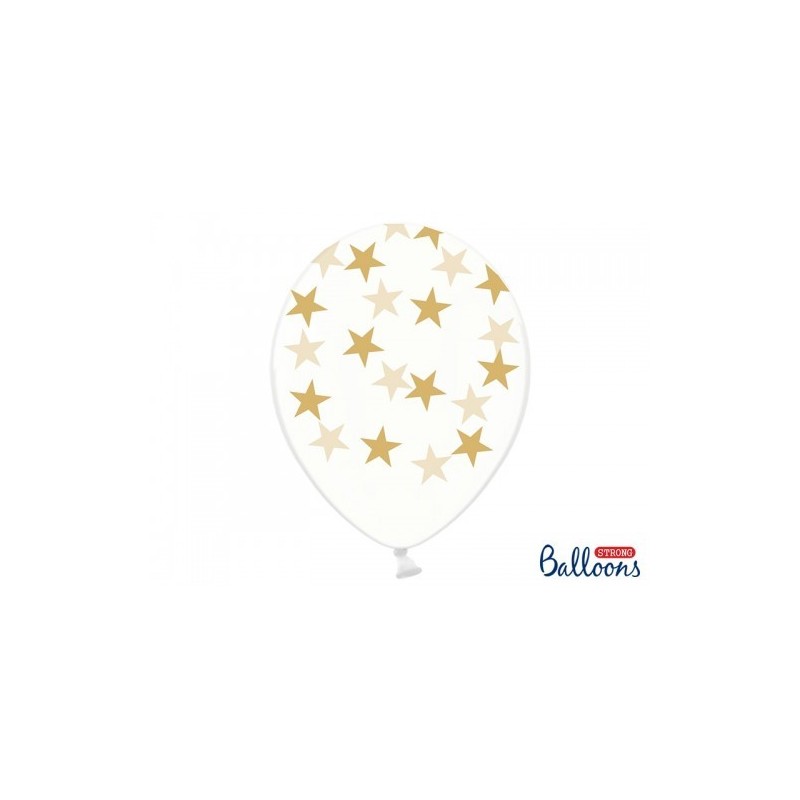 GLOBO HELIO TRANSPATENTE ESTRELLAS ORO