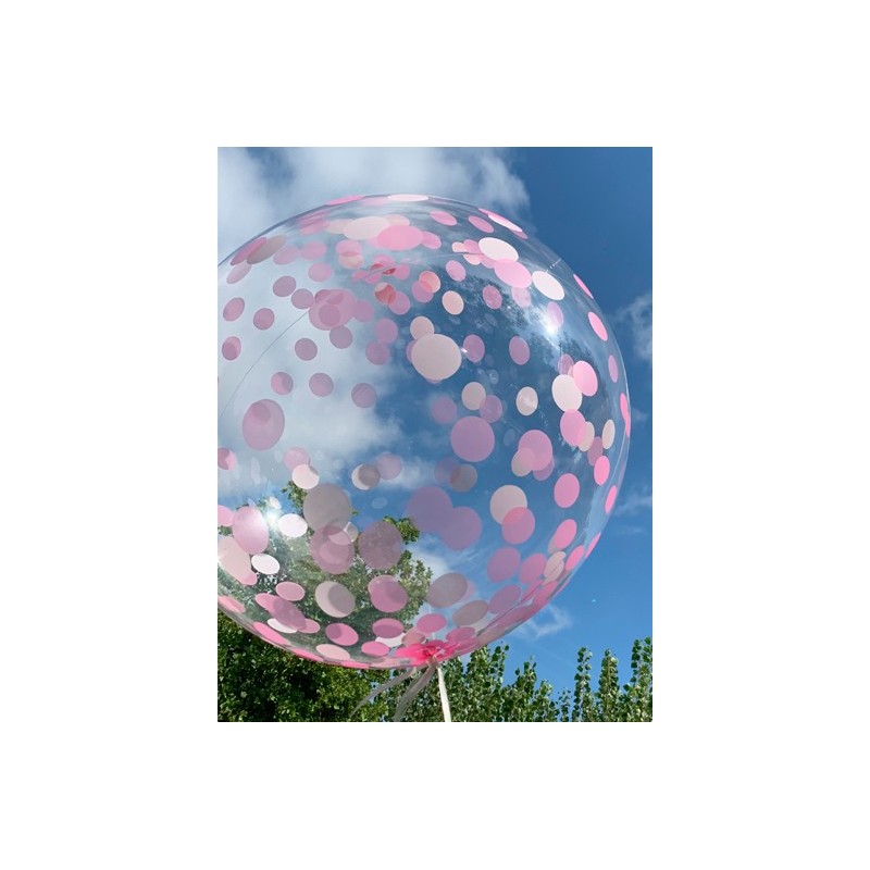 BURBUJA TRANSPARENTE TOPOS ROSA 45 CM