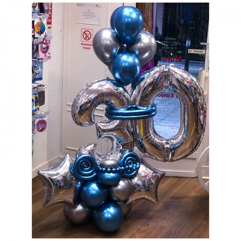BOUQUET DE GLOBOS CON  NÚMERO