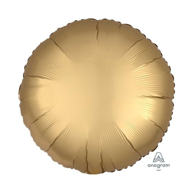 GLOBO FOIL CON HELIO CIRCULO DORADO METAL 48 CM