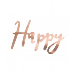 BANNER HAPPY BIRTHDAY GLOD ROSE 16,5 x 62 cm