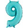 GLOBO NÚMERO 9 AZUL PASTEL 35 cm. GRABO