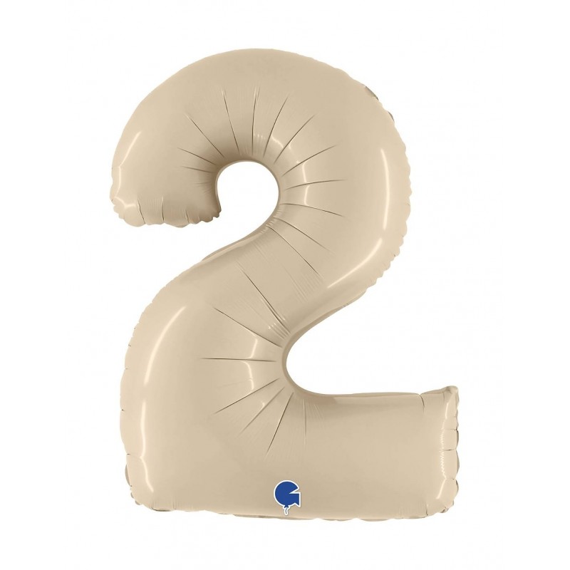 GLOBO NUMERO 2 CREMA SATINADO 102 cm. GLOBO NUMERO 2 CREMA SATINADO 102 cm.