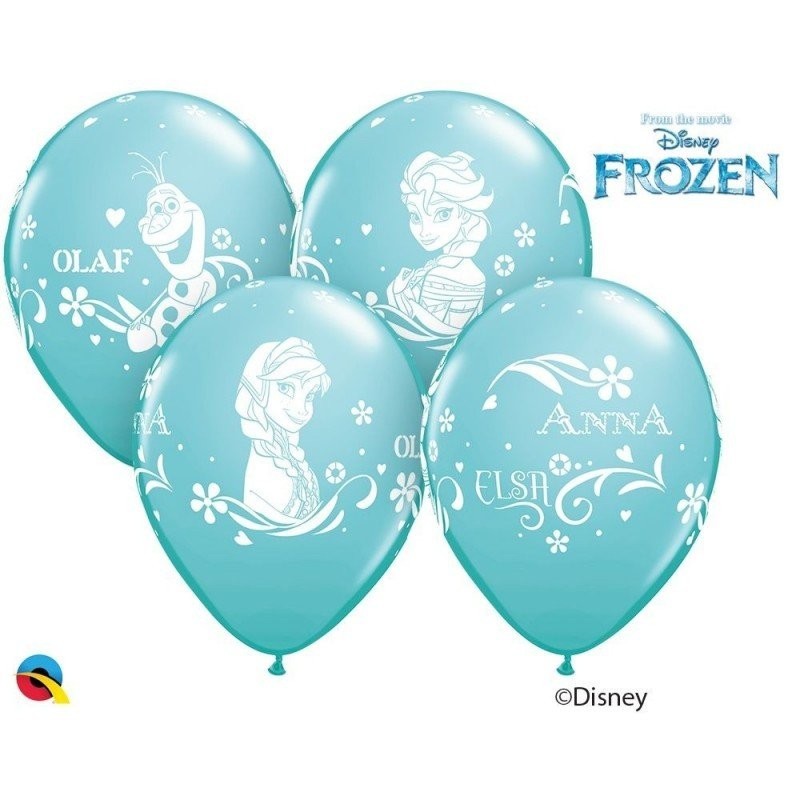 GLOBOS DE LATEX FROZEN: ANNA, ELSA Y OLAF AZUL CARIBE 30cm (6 unidades)