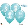 GLOBOS DE LATEX FROZEN: ANNA, ELSA Y OLAF AZUL CARIBE 30cm (6 unidades)