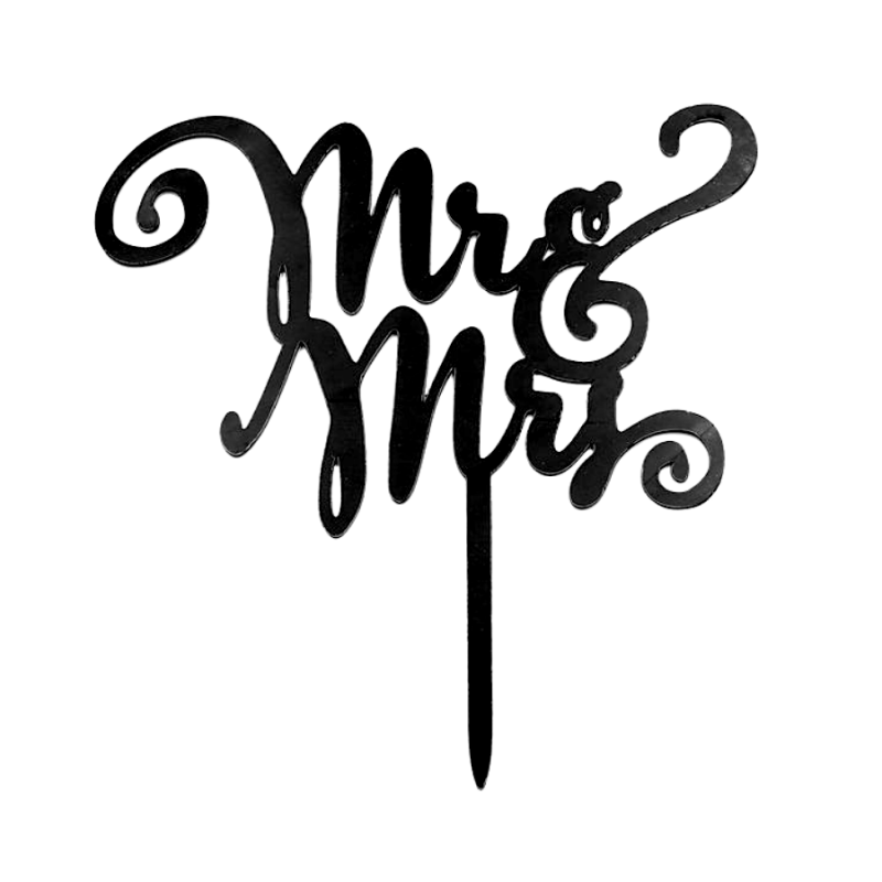 CAKE TOPPER NEGRO - "MR & MRS"
