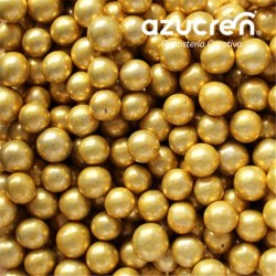 PERLAS ORO METALIZADAS AZUCREN 6 MM. - 90 GRAMOS - SIN E171