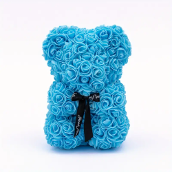 OSO TURQUESA DE ROSAS ARTIFICIALES 23 CM -
