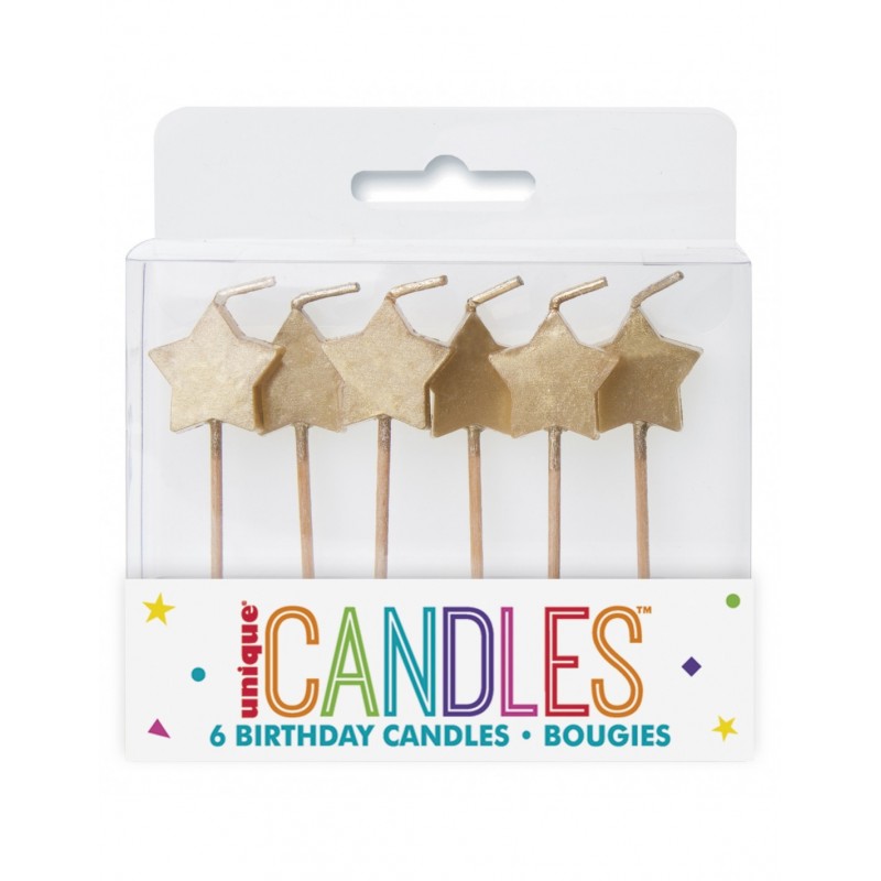 PACK DE VELAS ESTRELLAS DORADAS METALIZADAS