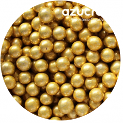 PERLAS ORO METALIZADAS AZUCREN 6 MM. - 90 GRAMOS - SIN E171