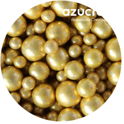 PERLAS ORO METALIZADAS AZUCREN 8 MM. - 90 GRAMOS (SIN E171)