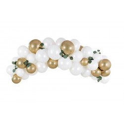 GUIRNALDA DE GLOBOS BLANCOS Y DORADOS, 2M