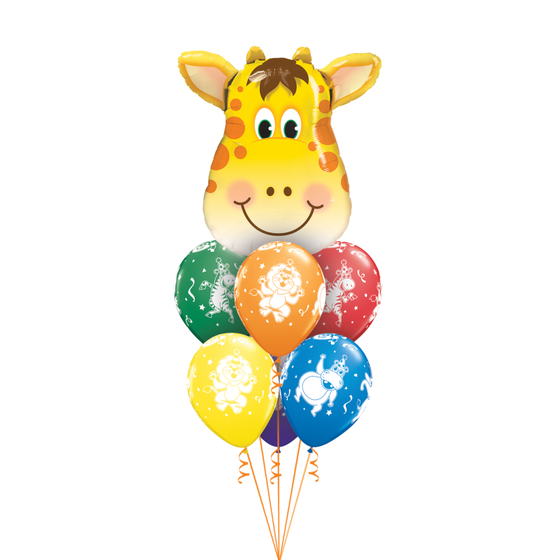 BOUQUET DE GLOBOS CON HELIO JIRAFA