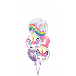 BOUQUET DE GLOBOS CON HELIO UNICORNIO - BURBUJA