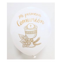 GLOBO MI PRIMERA COMUNIÓN BLANCO CON HELIO. UNIDAD