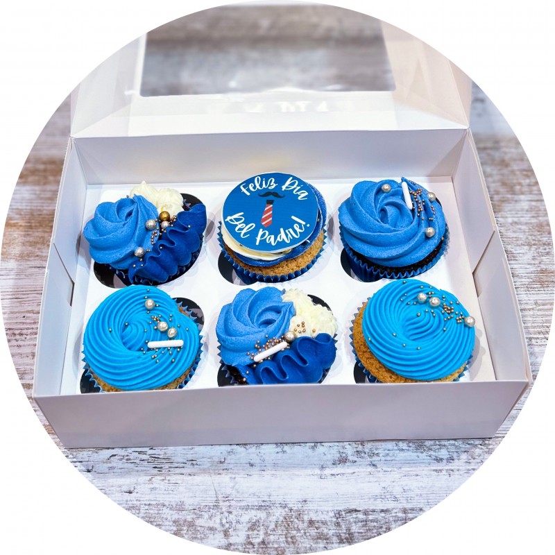 CAJA DE CUPCAKES DÍA DEL PADRE 6 UNIDADES