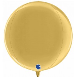 GLOBO HELIO ESFERA ORO METALIZADO 4D 38 CM. GRABO