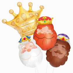 RAMO DE GLOBOS REYES MAGOS CON CORONA HELIO