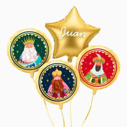 RAMO DE GLOBOS REYES MAGOS CON ESTRELLA PERSONALIZADA HELIO