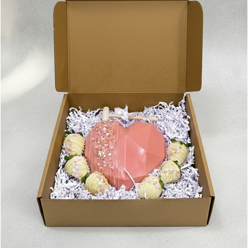 CORAZÓN DE  CHOCOLATE DE COLOR + FRESA