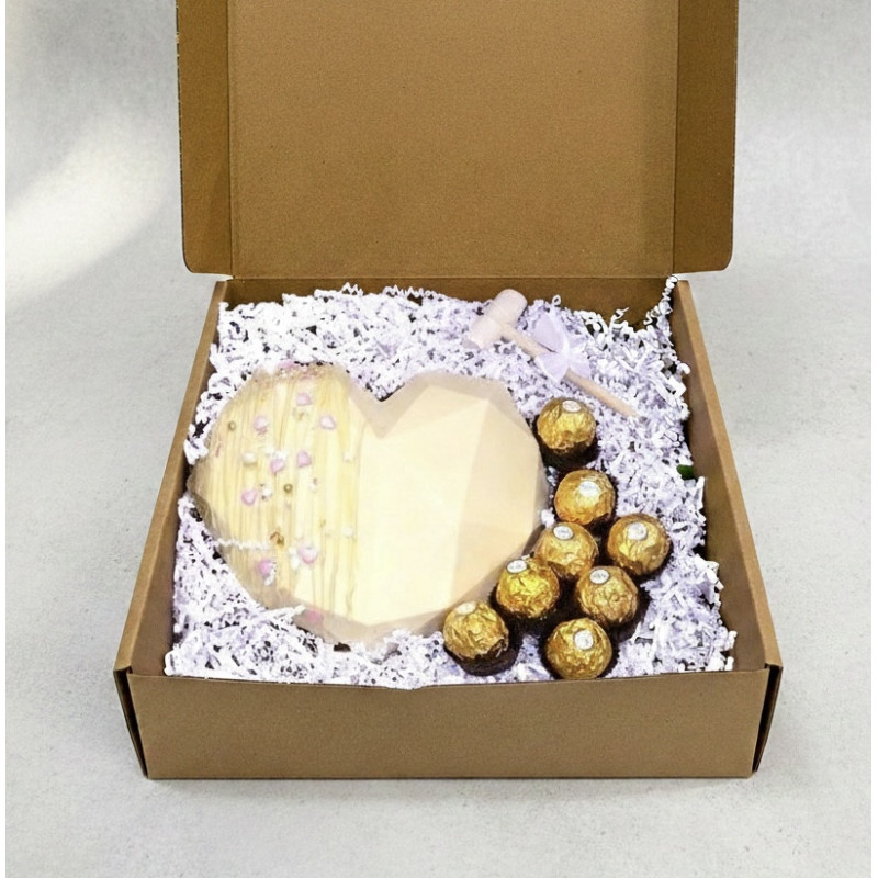CORAZÓN DE CHOCOLATE BLANCO + BOMBONES
