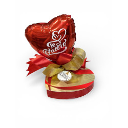 CAJA DE FERRERO ROCHER CON LAZO Y MINIGLOBO
